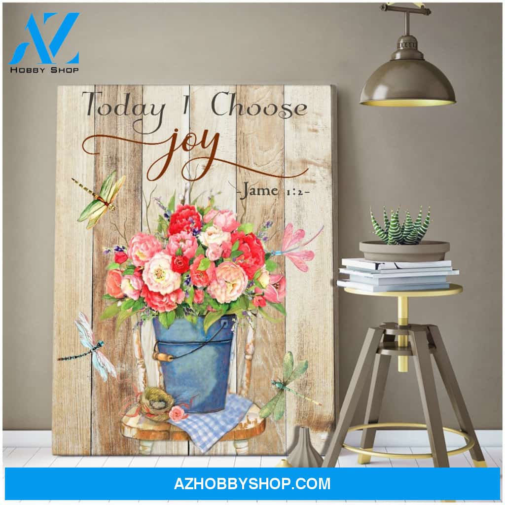 Eviral Store Today I Choose Joy Dragonfly Canvas Wall Art Decor – Dreagonfly Canvas Print Wall Art