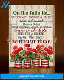 Eviral Stores Hippie Gardening On The Patio Geraniums Wall Art Canvas Poster 2611