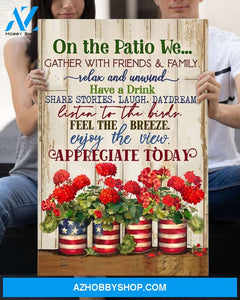 Eviral Stores Hippie Gardening On The Patio Geraniums Wall Art Canvas Poster 2611