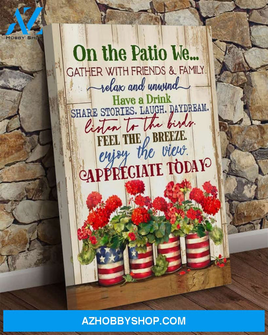 Eviral Stores Hippie Gardening On The Patio Geraniums Wall Art Canvas Poster 2611