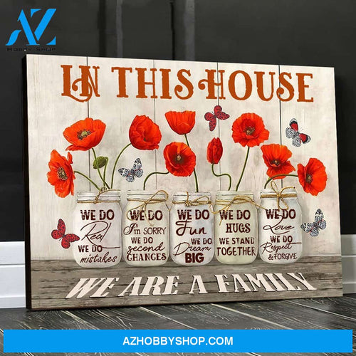 Eviral Stores Red Poppy Flower Jars Butterfly Canvas Hanging Wall Print Art Idea For House Decor – We Are A Family 0511