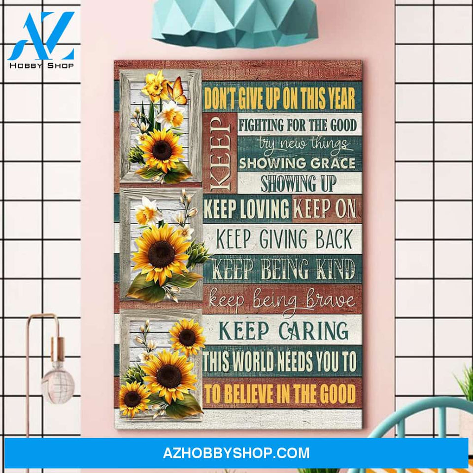 Eviral Stores Sunflower And Butterfly Wall Art Decor Don’T Give Up On This Year Canvas Poster 0511