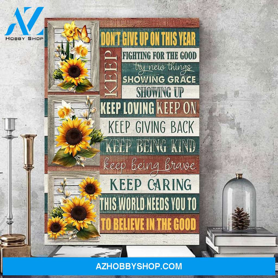 Eviral Stores Sunflower And Butterfly Wall Art Decor Don’T Give Up On This Year Canvas Poster 0511
