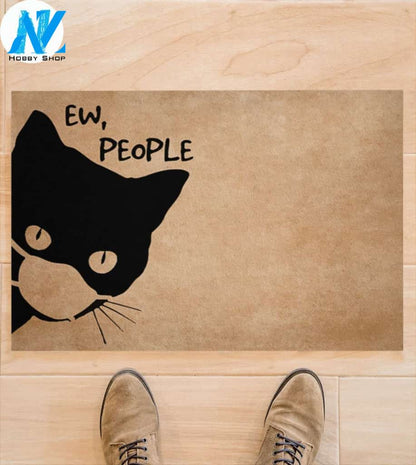 Ew, People Face Mask Balck Cat Doormat Indoor and Outdoor Doormat Warm House Gift Welcome Mat Gift for Cat Lovers Birthday Gift