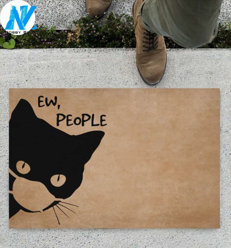 Ew, People Face Mask Balck Cat Doormat Indoor and Outdoor Doormat Warm House Gift Welcome Mat Gift for Cat Lovers Birthday Gift