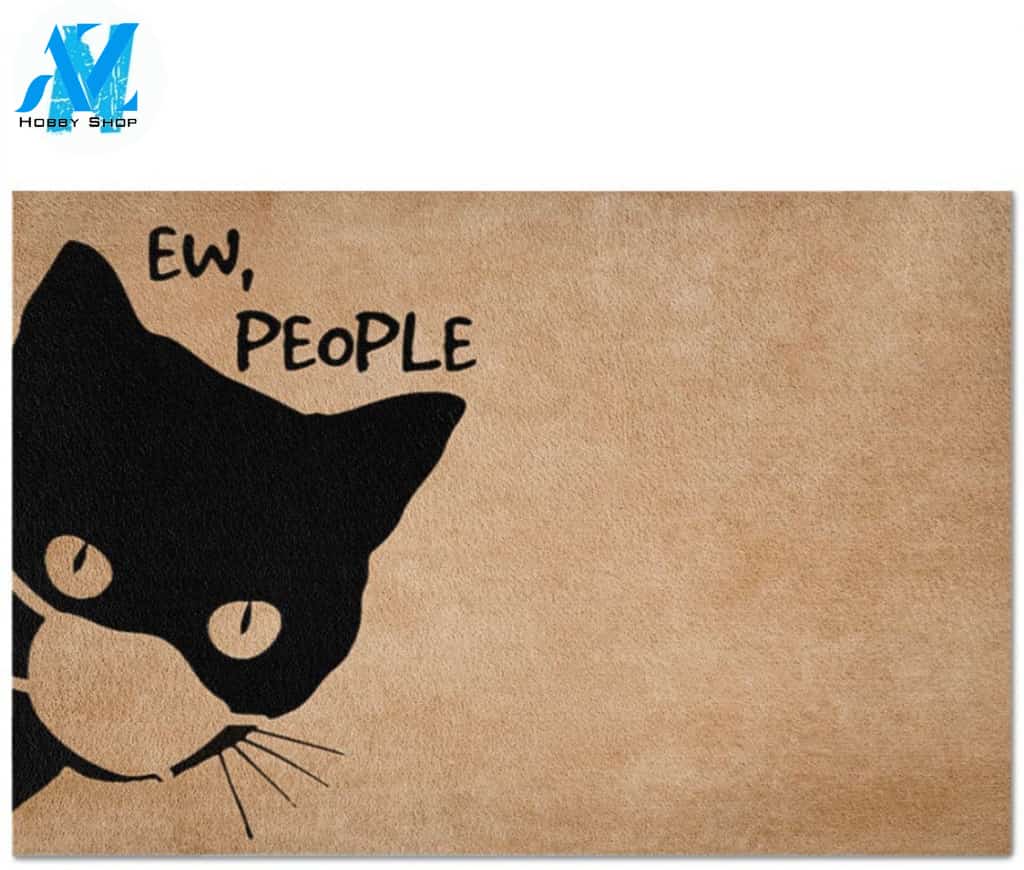 Ew, People Face Mask Balck Cat Doormat Indoor and Outdoor Doormat Warm House Gift Welcome Mat Gift for Cat Lovers Birthday Gift