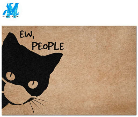Ew, People Face Mask Balck Cat Doormat Indoor and Outdoor Doormat Warm House Gift Welcome Mat Gift for Cat Lovers Birthday Gift