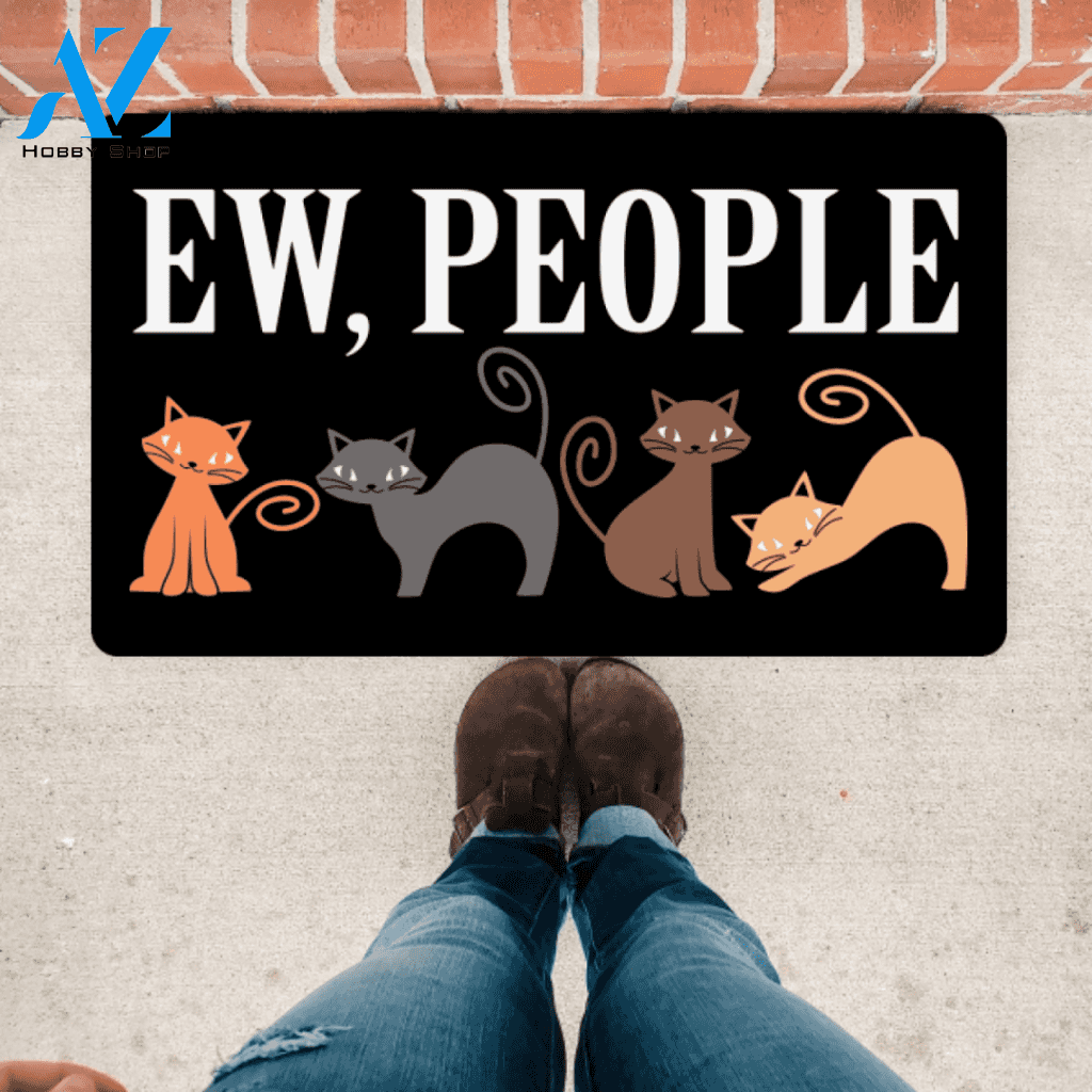 Ew People Murderous Cat, Halloween Gift Door Mat, Funny Cat Door Mat