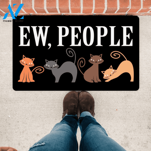 Ew People Murderous Cat, Halloween Gift Door Mat, Funny Cat Door Mat