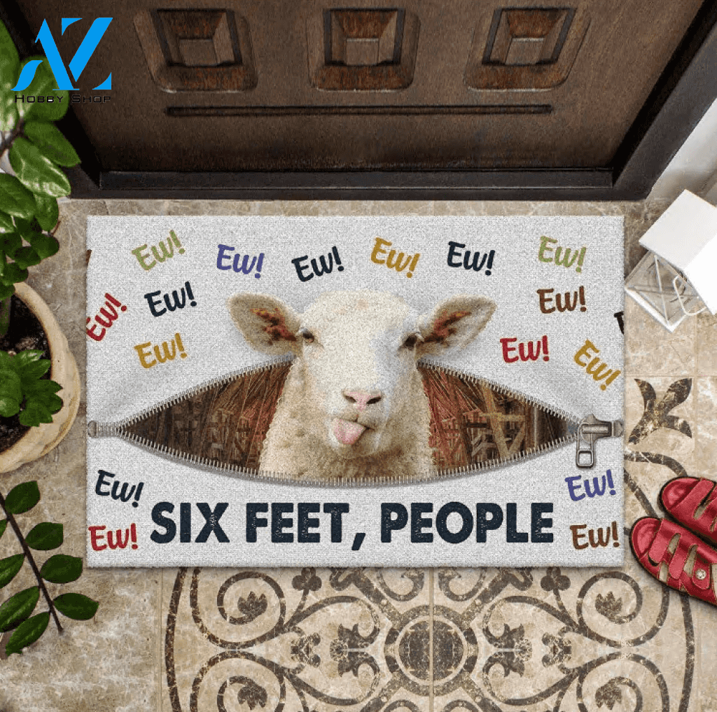 Ew Six Feet People Sheep Doormat Welcome Mat Housewarming Gift Home Decor Farmhouse Funny Doormat Gift Idea For Sheep Lovers