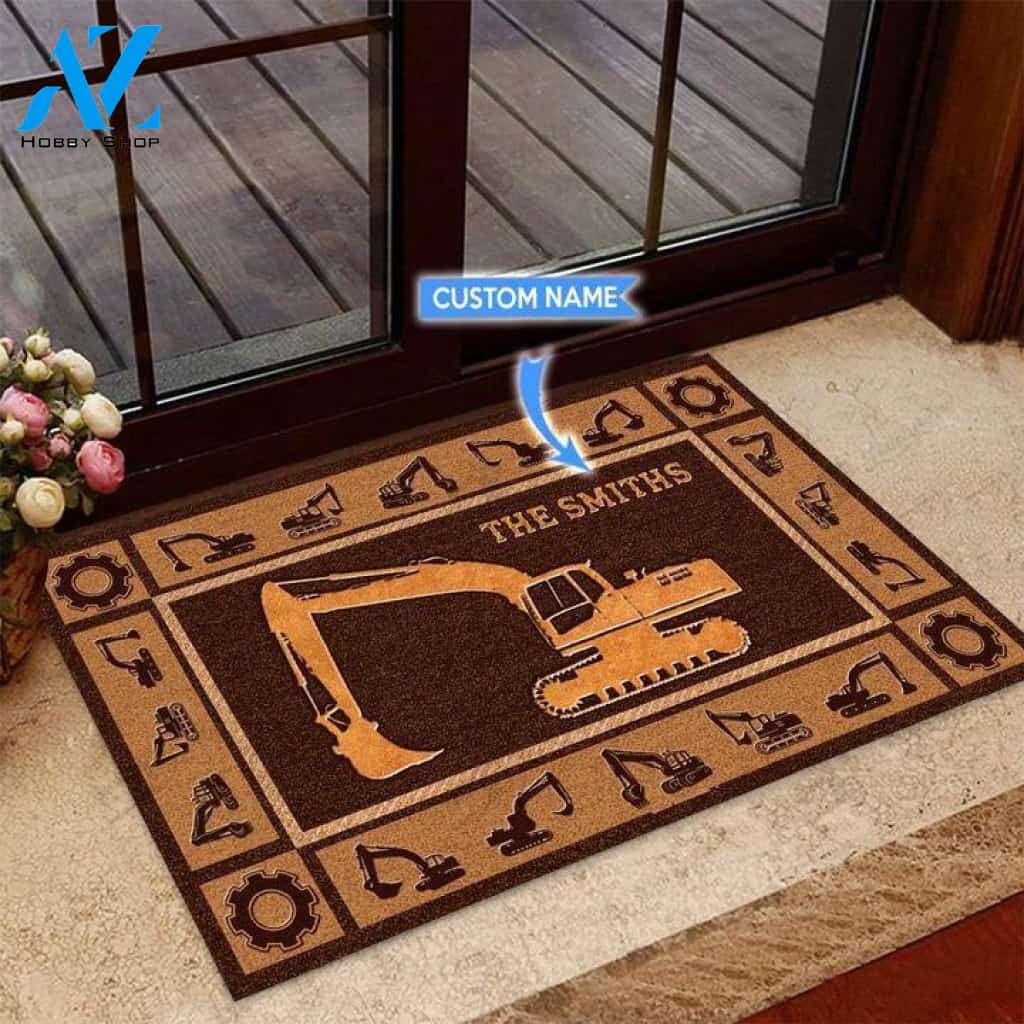 Excavator Basic Brown Custom Doormat | Welcome Mat | House Warming Gift