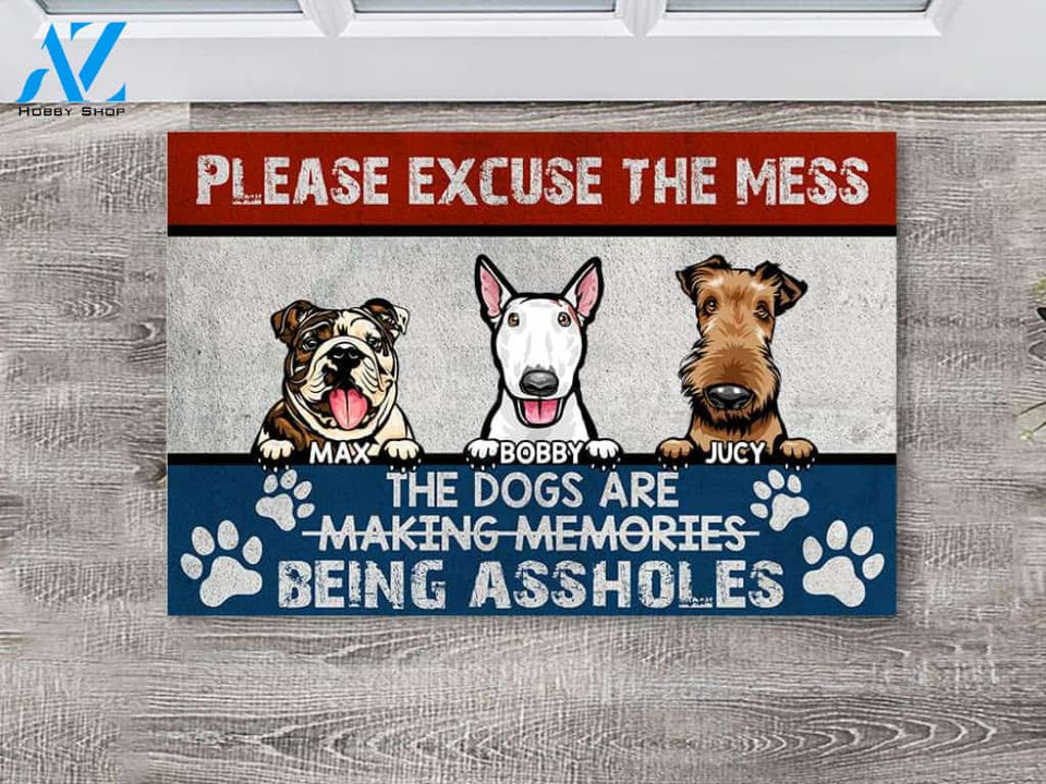 Excuse The Mess Dog Personalized Doormat | Welcome Mat | House Warming Gift