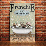 French Bulldog Dog Bath Soap Company Canvas Wall Art, Wall Decor Visual Art