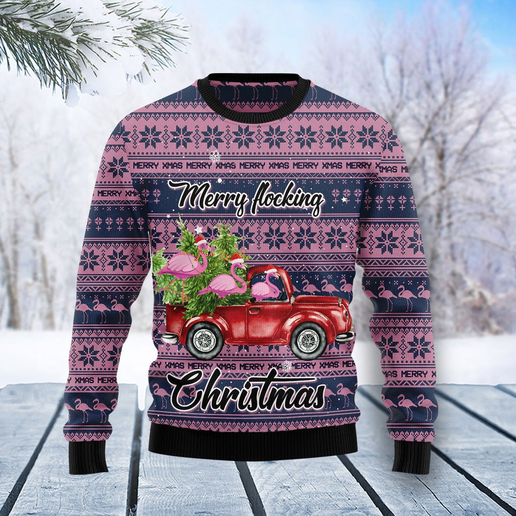 Flamingo Merry Flocking Christmas Ugly Christmas Sweater 