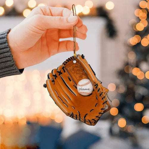 Custom Name Baseball Glove - Personalized Baseball Flat Acrylic Ornament, Baseball Lover For Christmas Holiday