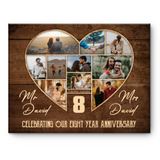 8th Wedding Anniversary Present, Gift For 8th Anniversary, Heart Shape Photo Collage