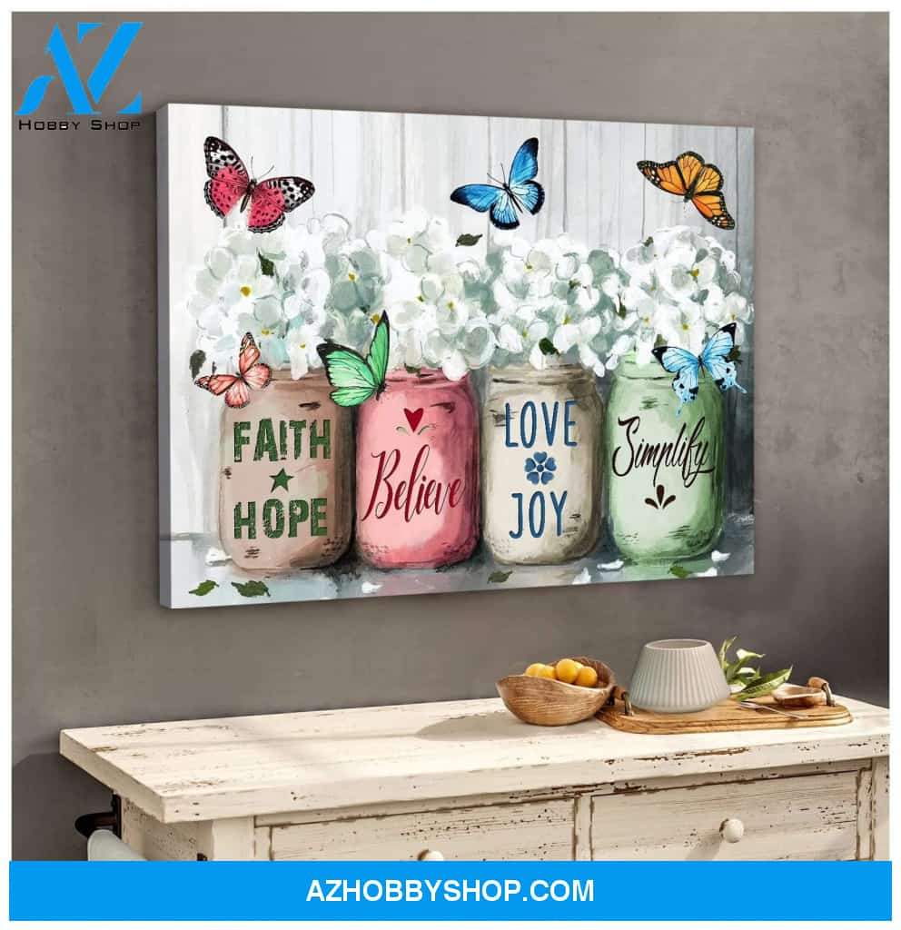 Faith Butterfly Wall Art Canvas, Wall Decor Visual Art