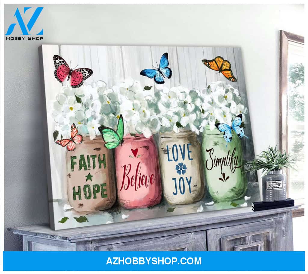 Faith Butterfly Wall Art Canvas, Wall Decor Visual Art