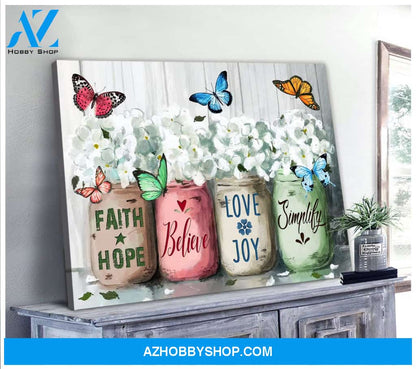 Faith Butterfly Wall Art Canvas, Wall Decor Visual Art