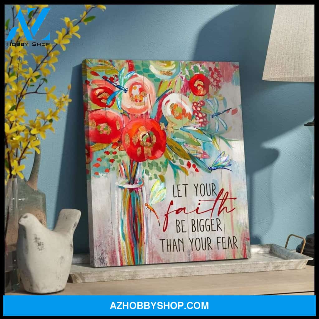 Faith Dragonfly Wall Art Canvas, Wall Decor Visual Art