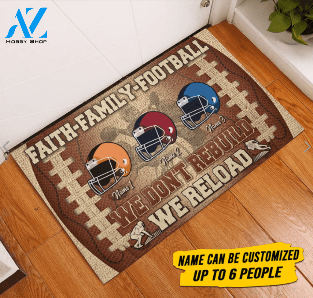 Faith Football Family Personlized Funny Doormat Gift For Football Lovers Birthday Gift Home Decor Warm House Gift Welcome Mat