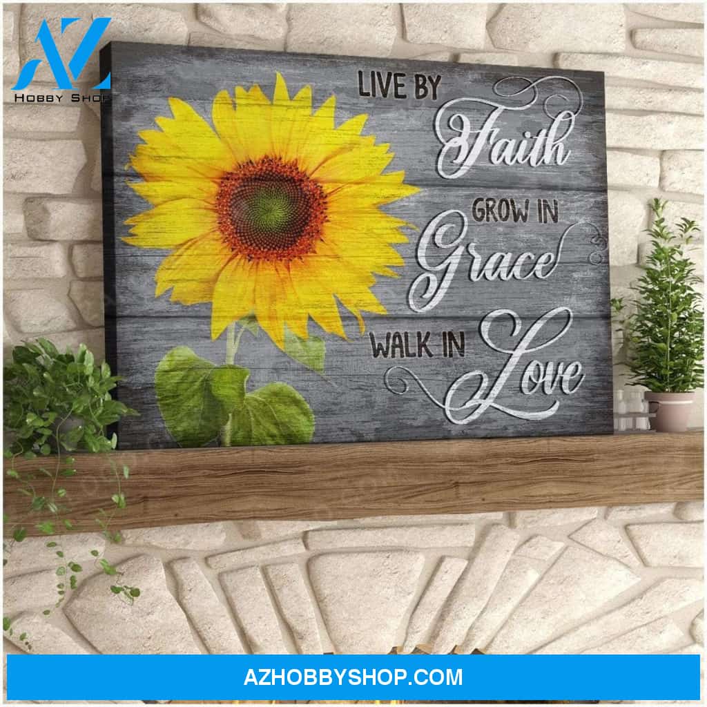 Faith Grace Love Sunflower Wall Art Canvas