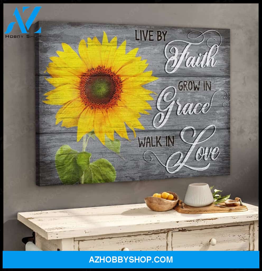 Faith Grace Love Sunflower Wall Art Canvas