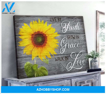 Faith Grace Love Sunflower Wall Art Canvas