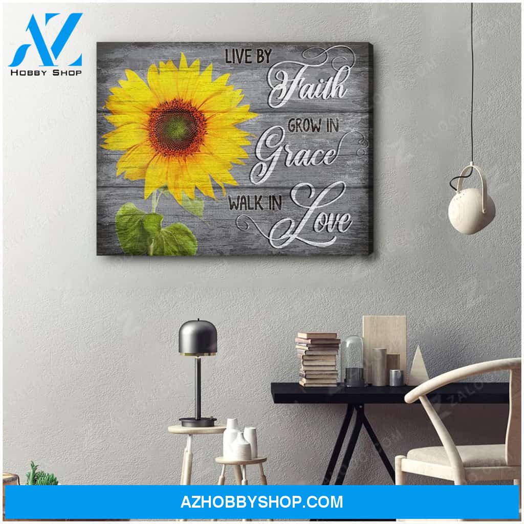 Faith Grace Love Sunflower Wall Art Canvas