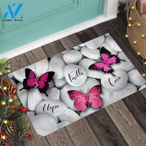 Faith Hope Love - Breast Cancer Awareness Doormat