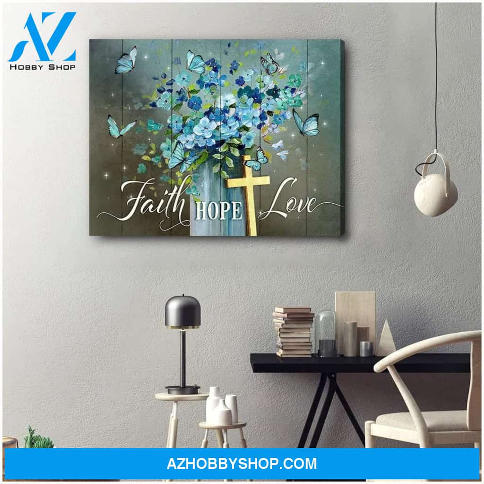 Zalooo Faith Hope Love Butterfly Wall Art Canvas