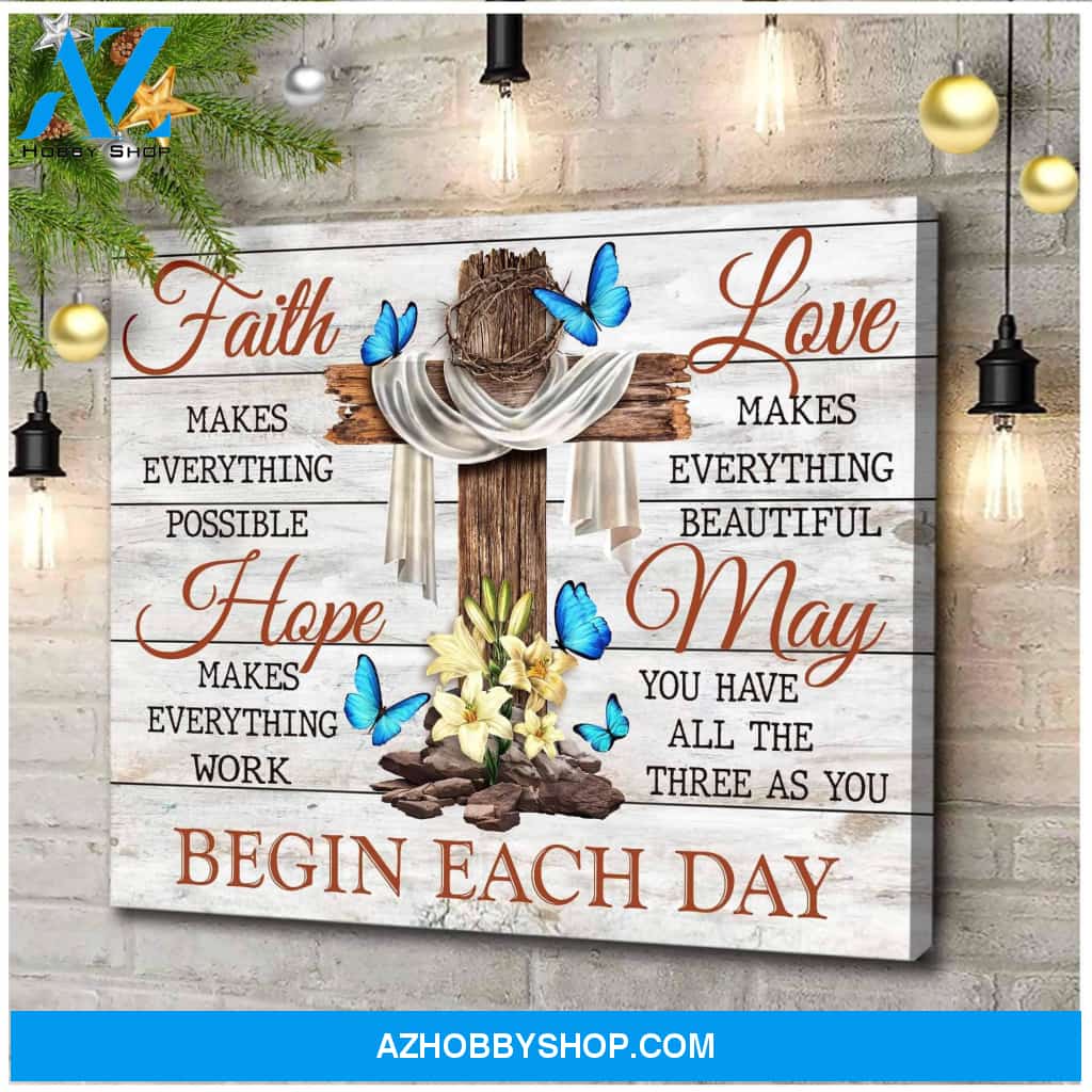Faith Hope Love Butterfly Wall Art Canvas