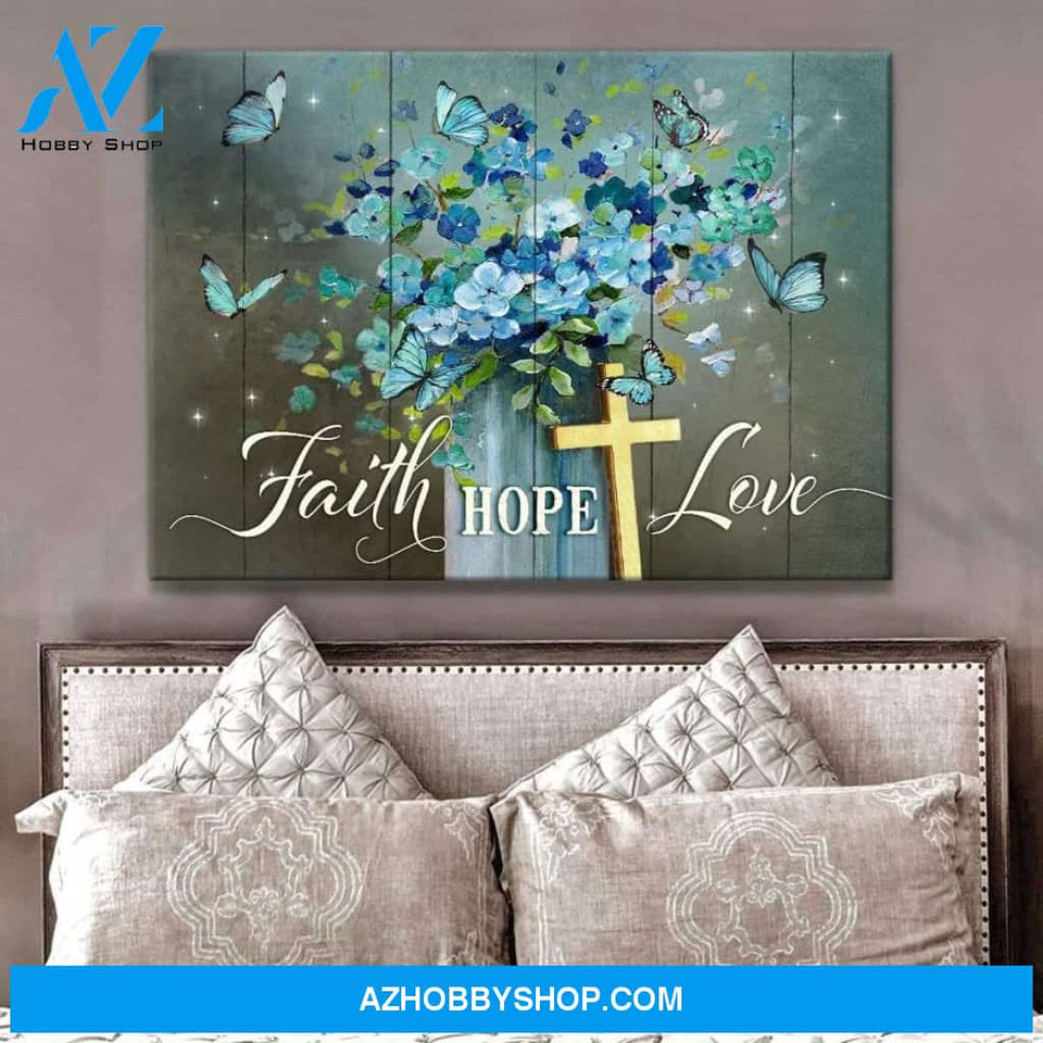 Zalooo Faith Hope Love Butterfly Wall Art Canvas
