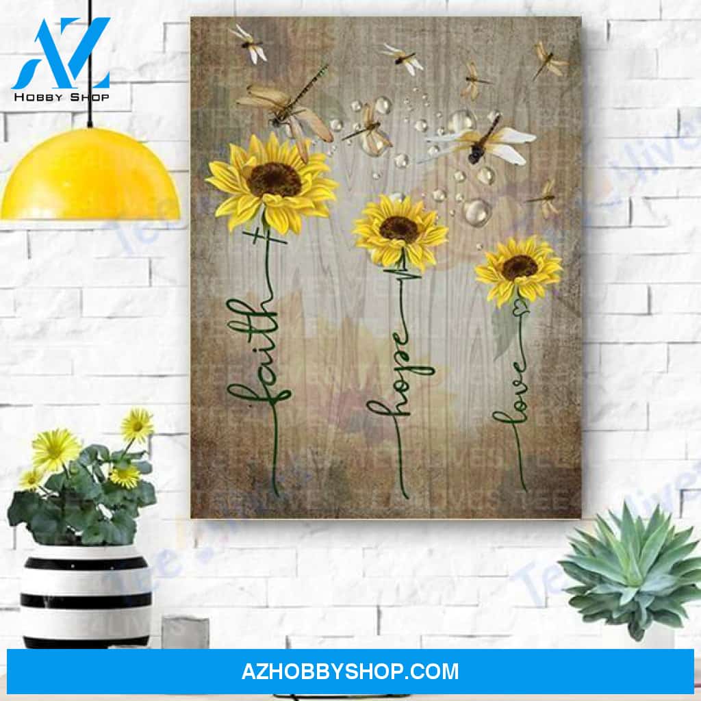 Faith Hope Love Dragonfly Canvas Prints Wall Art - Matte Canvas
