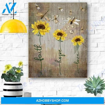 Faith Hope Love Dragonfly Canvas Prints Wall Art - Matte Canvas