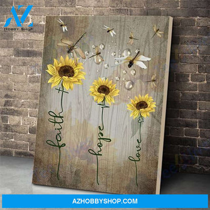 Faith Hope Love Dragonfly Canvas Prints Wall Art - Matte Canvas