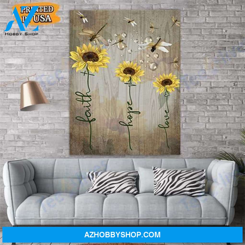 Faith Hope Love Dragonfly Canvas Prints Wall Art - Matte Canvas