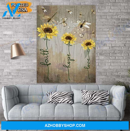 Faith Hope Love Dragonfly Canvas Prints Wall Art - Matte Canvas