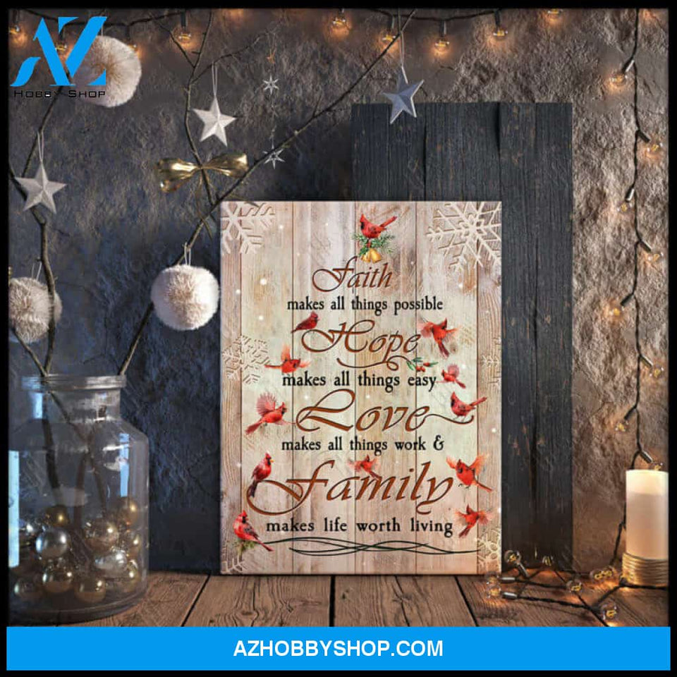 Ohcanvas Faith Hope Love Family Cardinal Christmas Tree Canvas Wall Art Decor