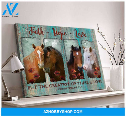 Faith Hope Love Horses Canvas Wall Art Decor