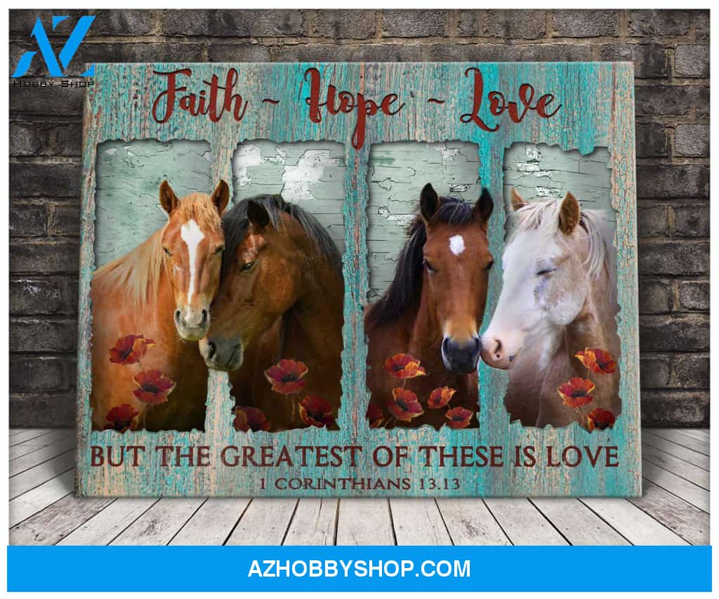 Faith Hope Love Horses Canvas Wall Art Decor