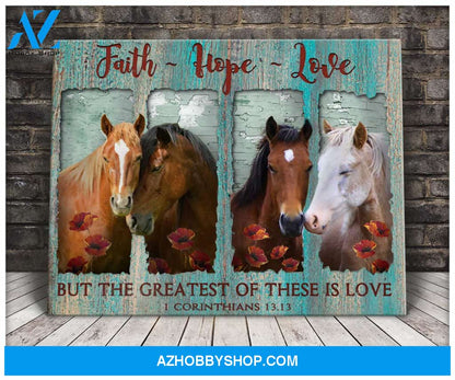 Faith Hope Love Horses Canvas Wall Art Decor