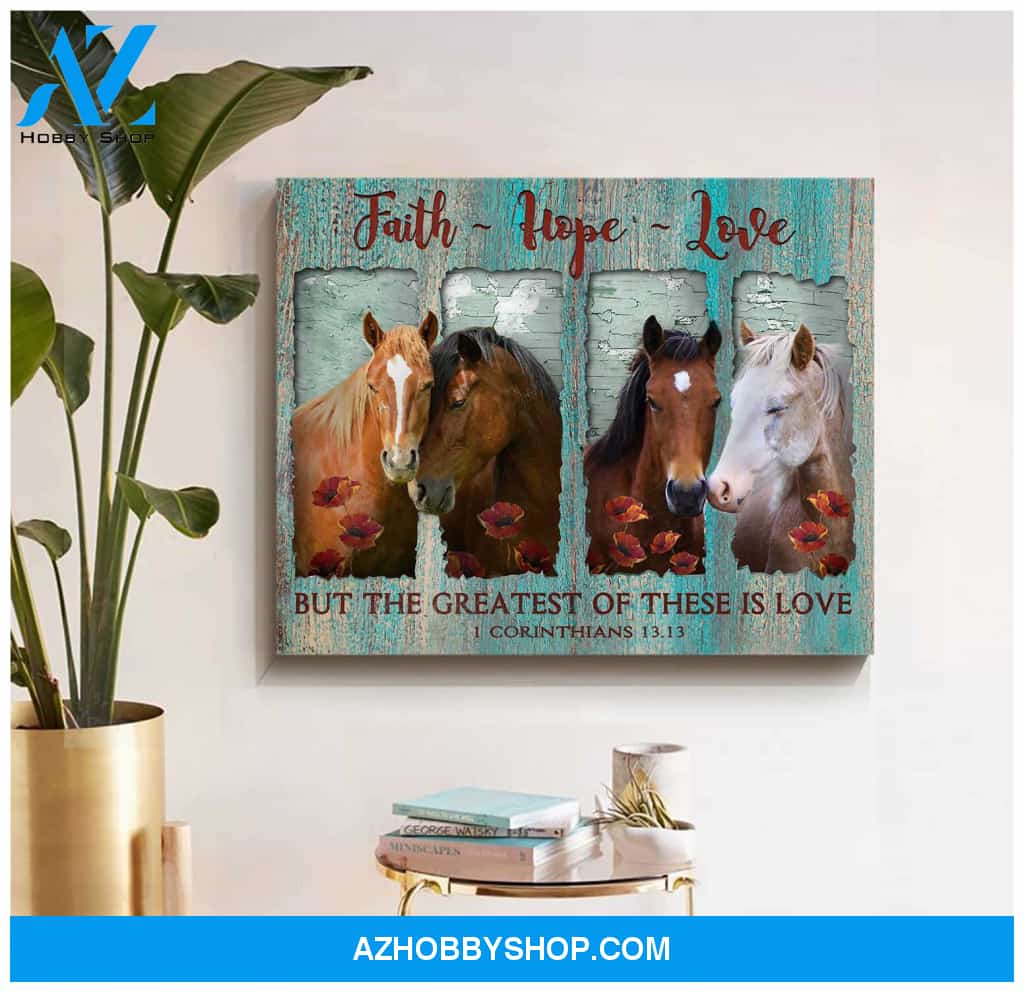 Faith Hope Love Horses Canvas Wall Art Decor