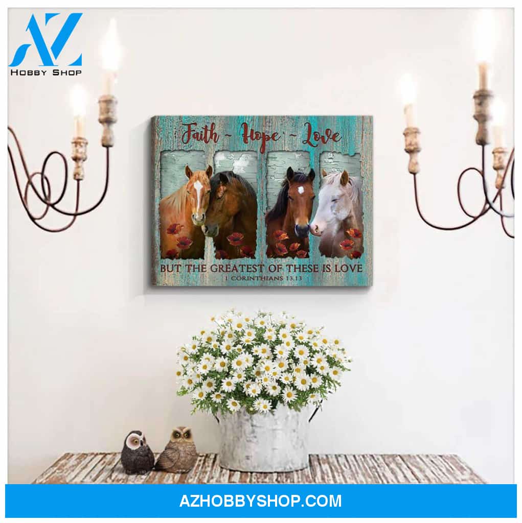 Faith Hope Love Horses Canvas Wall Art Decor