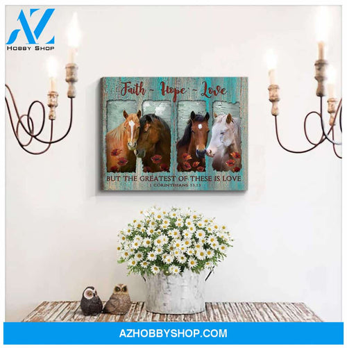 Faith Hope Love Horses Canvas Wall Art Decor