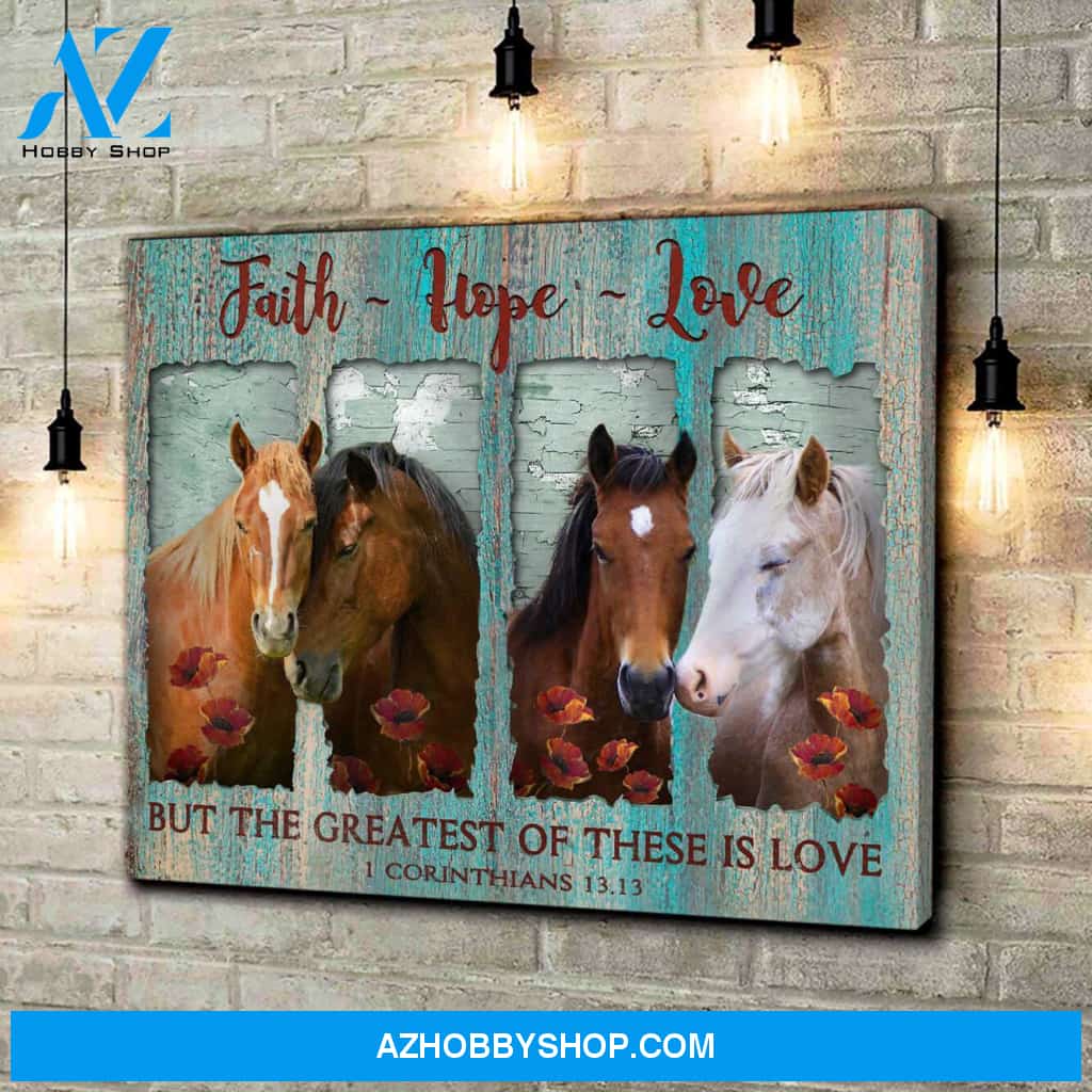 Faith Hope Love Horses Canvas Wall Art Decor