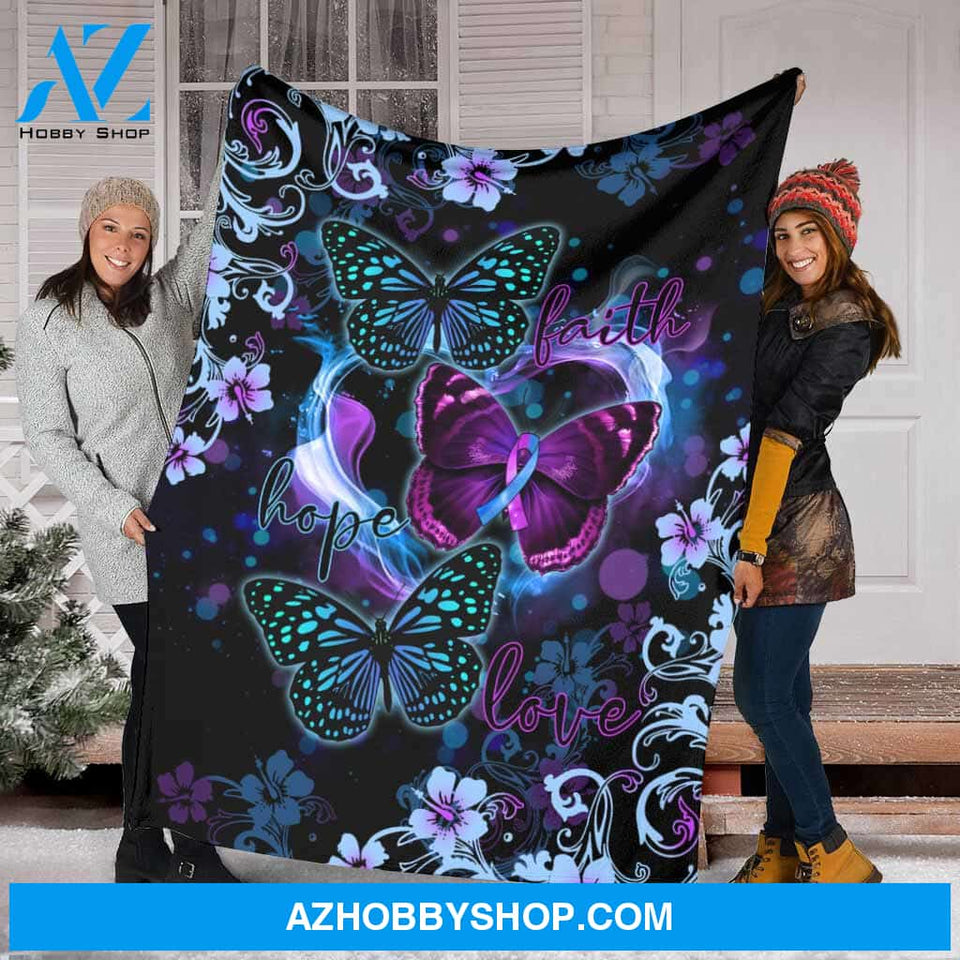 Faith Hope Love Suicide Prevention Fleece Blanket Gift For Friend Family Birthday Gift Home Decor Bedding Couch Sofa Soft And Comfy Cozy