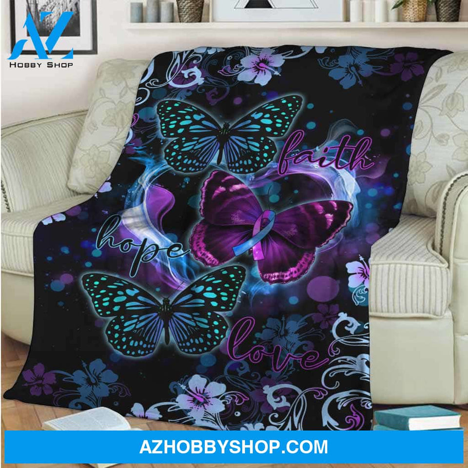 Faith Hope Love Suicide Prevention Fleece Blanket Gift For Friend Family Birthday Gift Home Decor Bedding Couch Sofa Soft And Comfy Cozy