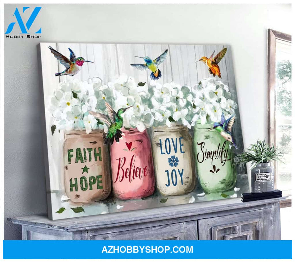 Faith Hummingbird Wall Art Canvas, Wall Decor Visual Art