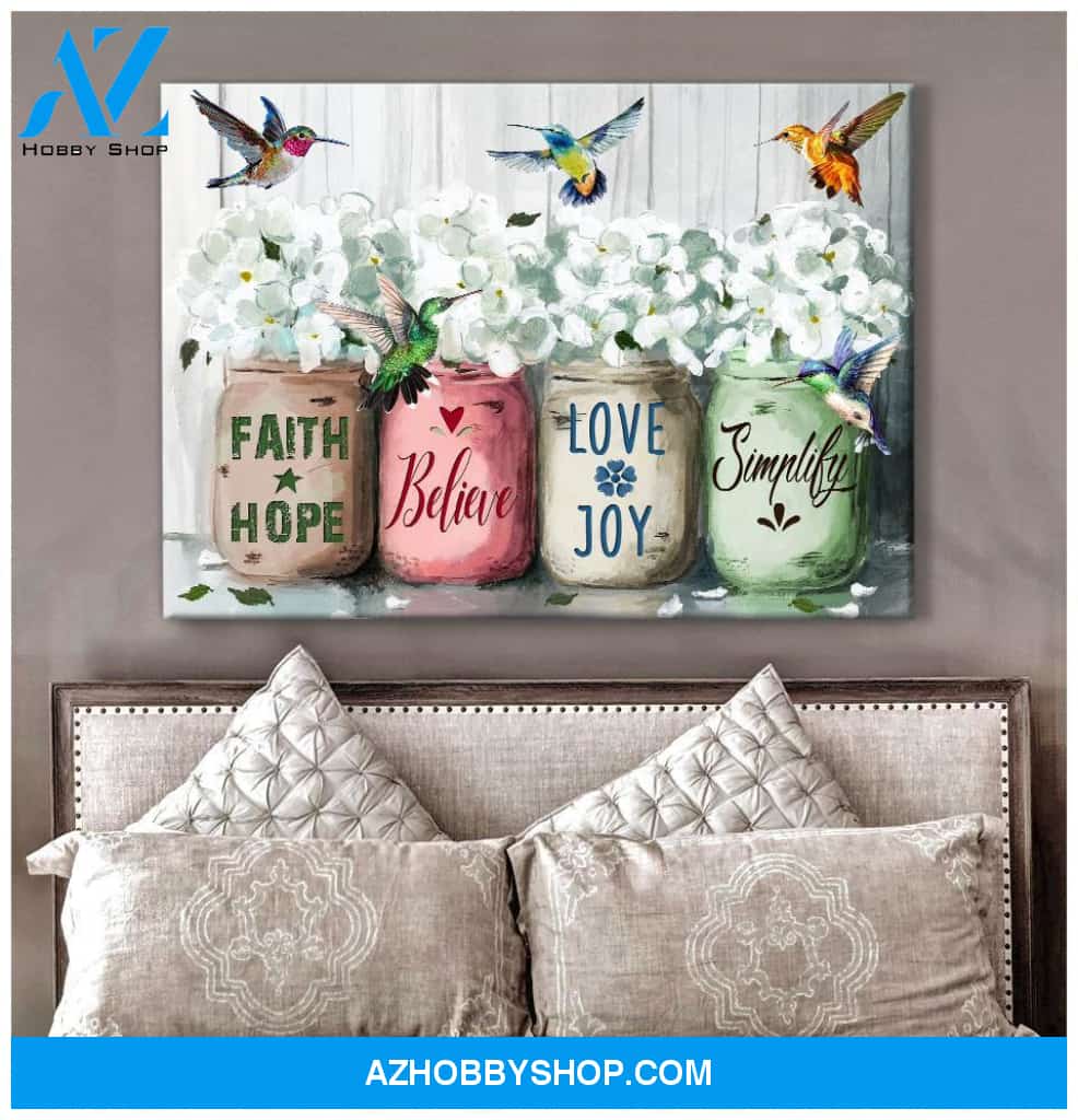 Faith Hummingbird Wall Art Canvas, Wall Decor Visual Art